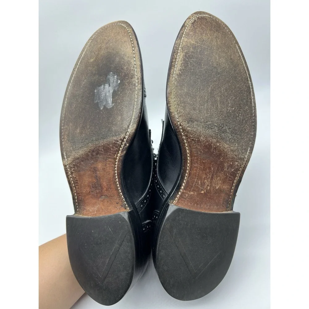 Allen Edmonds Colton Black Leather Medallion Cap Toe Oxfords‎ USA Men's Size 9.5